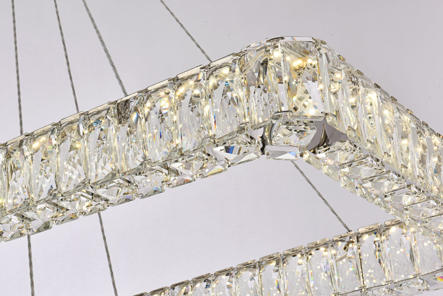 Monroe 50" Wide Chrome Crystal LED Rectangular Pendant Light