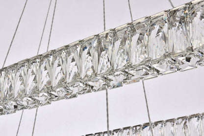 Monroe 50" Wide Chrome Crystal LED Rectangular Pendant Light