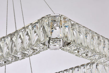 Monroe 50" Wide Chrome Crystal LED Rectangular Pendant Light