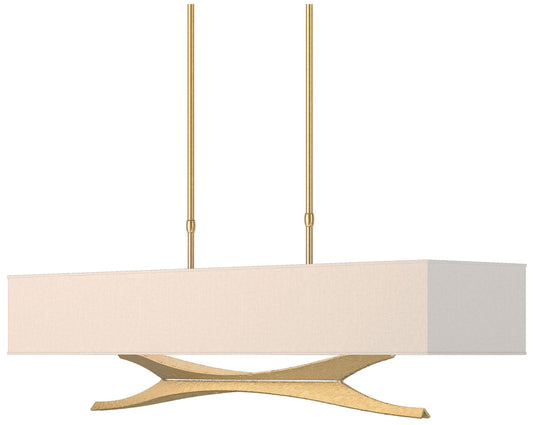 Moreau 42" Wide Modern Brass Long Pendant With Flax Shade