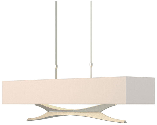 Moreau 42" Wide Vintage Platinum Short Height Pendant With Flax Shade