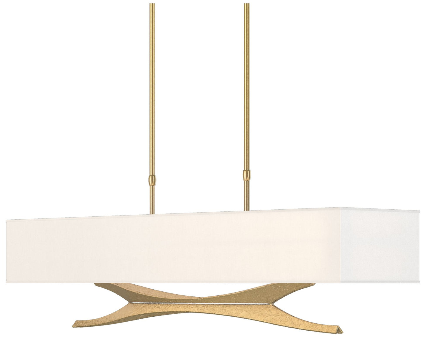 Moreau 42"W Modern Brass Long Pendant With Natural Anna Shade