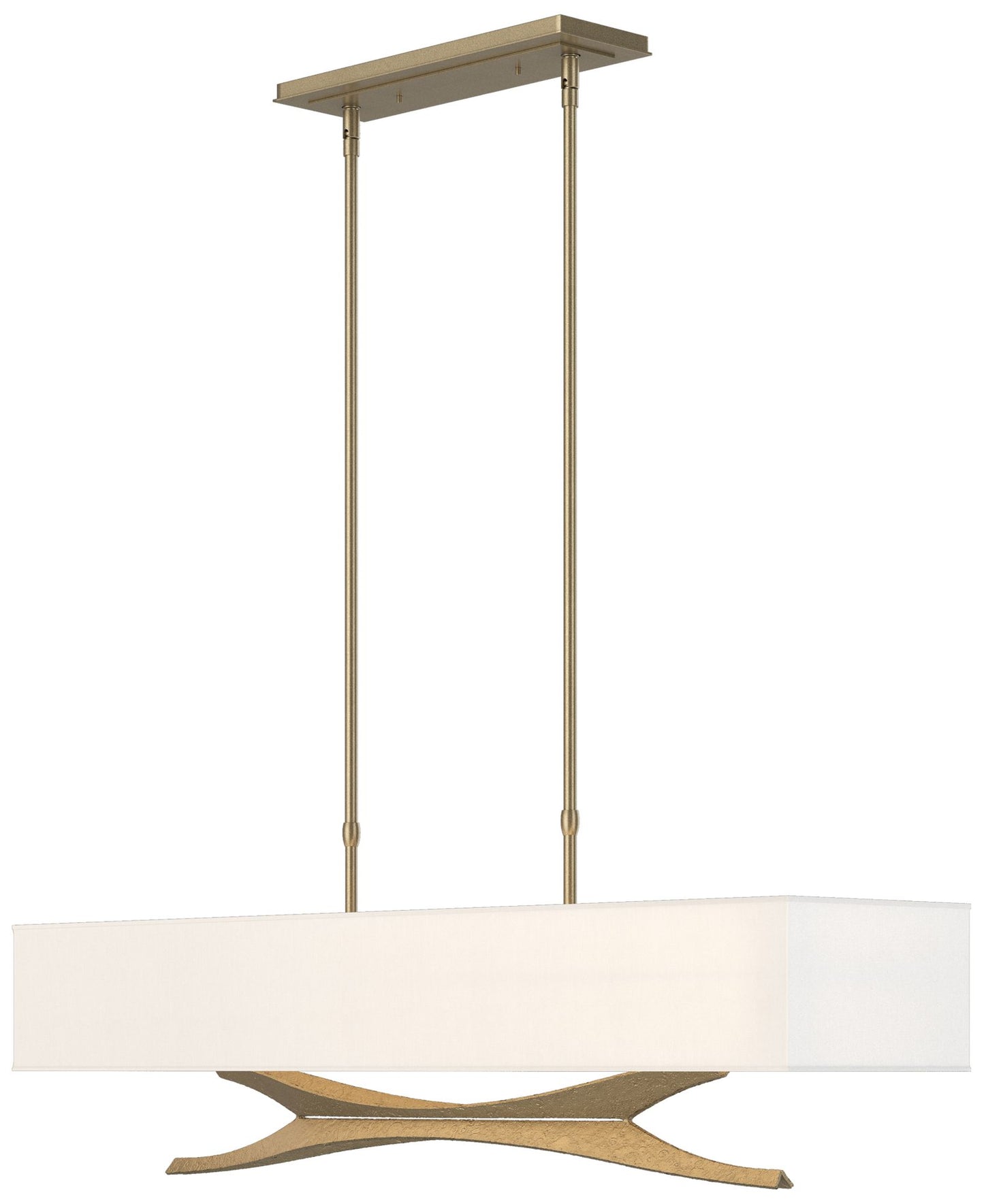 Moreau 42"W Soft Gold Standard Pendant With Natural Anna Shade