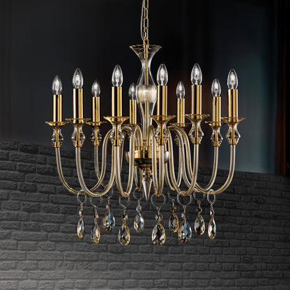 Murano Glass Chandelier With Amber Pendants