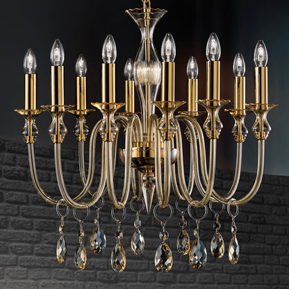 Murano Glass Chandelier With Amber Pendants