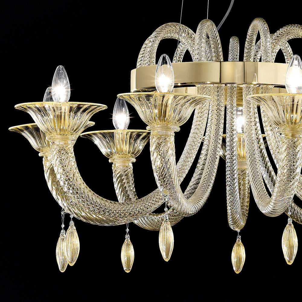 Murano Glass Chandelier With Pendant Drops