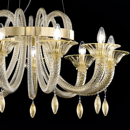 Murano Glass Chandelier With Pendant Drops