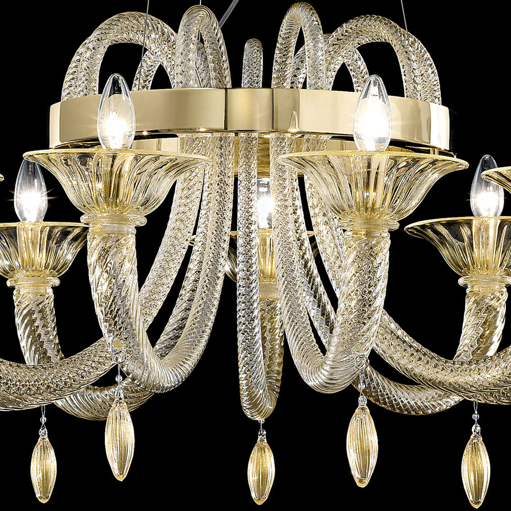 Murano Glass Chandelier With Pendant Drops