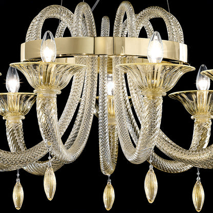 Murano Glass Chandelier With Pendant Drops