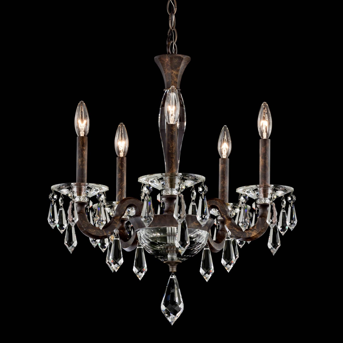 Napoli 22.6"H x 20.4"W 5-Lt Crystal Chandelier in Hrlm Bronze