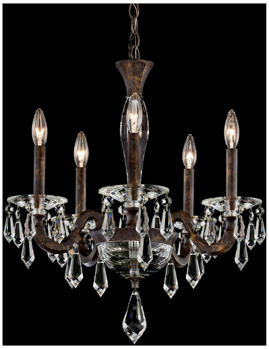 Napoli 22.6"H x 20.4"W 5-Lt Crystal Chandelier in Hrlm Bronze