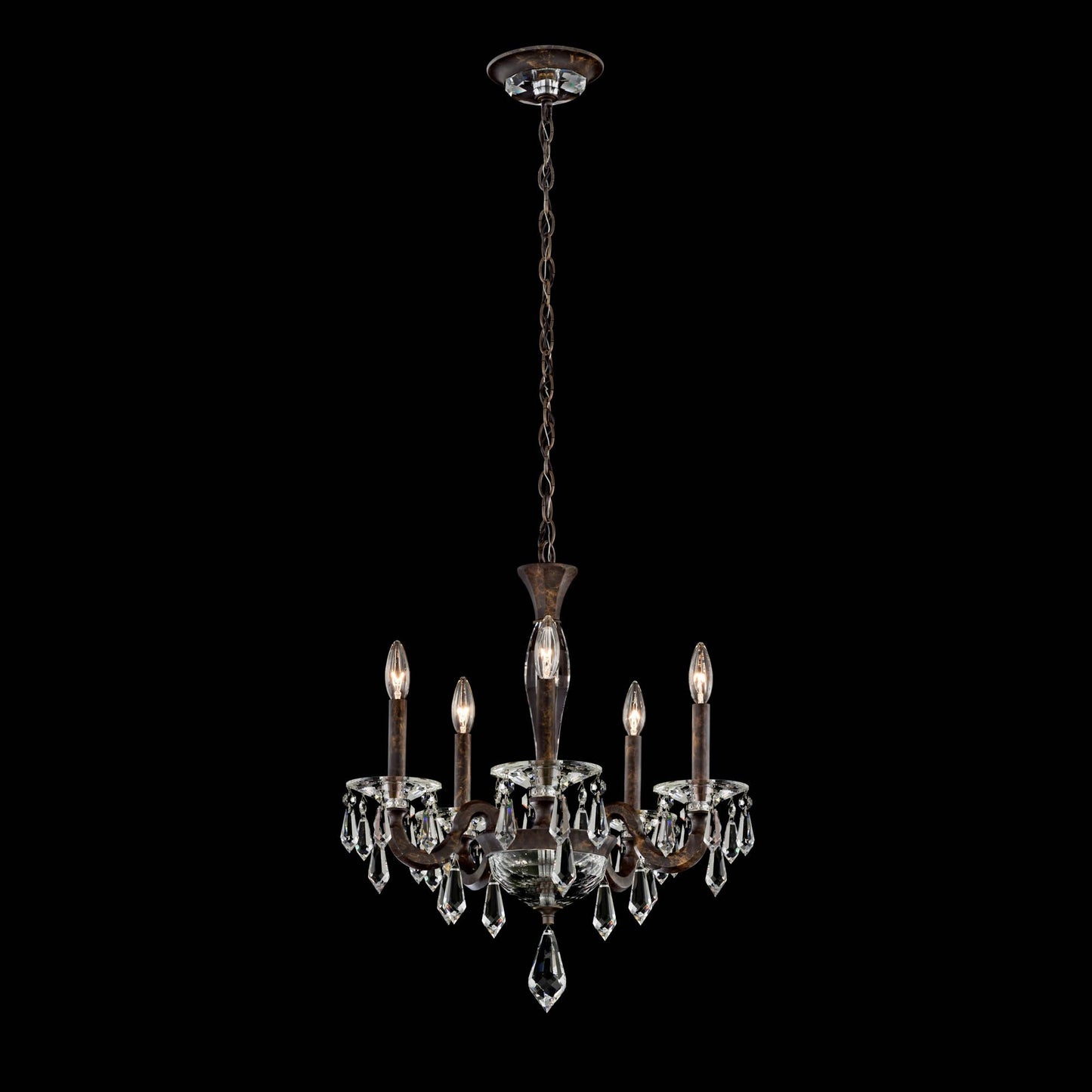 Napoli 22.6"H x 20.4"W 5-Lt Crystal Chandelier in Hrlm Bronze