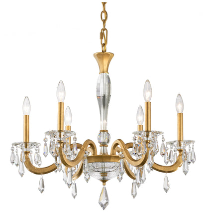 Napoli 24.6"H x 28.1"W 6-Lt Crystal Chandelier in Hrlm Gold