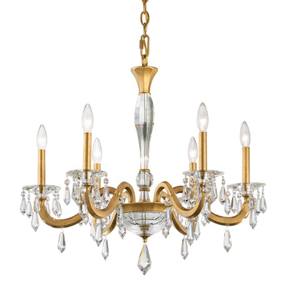 Napoli 24.6"H x 28.1"W 6-Lt Crystal Chandelier in Hrlm Gold