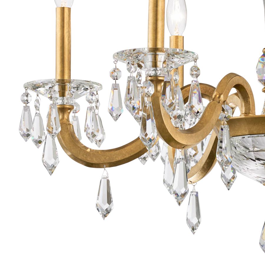 Napoli 24.6"H x 28.1"W 6-Lt Crystal Chandelier in Hrlm Gold