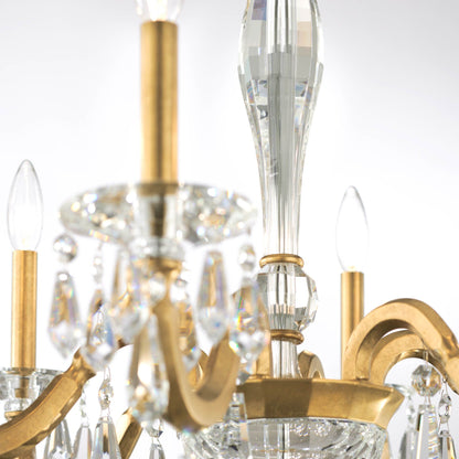Napoli 24.6"H x 28.1"W 6-Lt Crystal Chandelier in Hrlm Gold