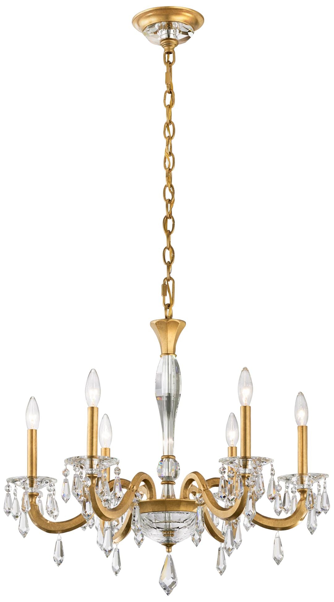 Napoli 24.6"H x 28.1"W 6-Lt Crystal Chandelier in Hrlm Gold