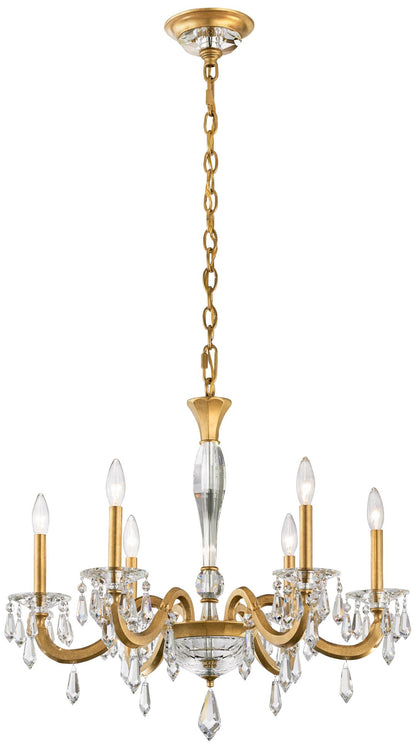 Napoli 24.6"H x 28.1"W 6-Lt Crystal Chandelier in Hrlm Gold