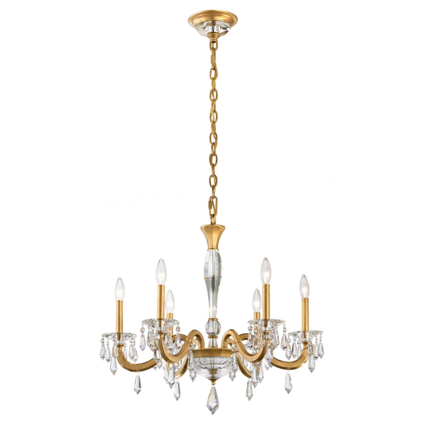 Napoli 24.6"H x 28.1"W 6-Lt Crystal Chandelier in Hrlm Gold