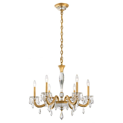 Napoli 24.6"H x 28.1"W 6-Lt Crystal Chandelier in Hrlm Gold