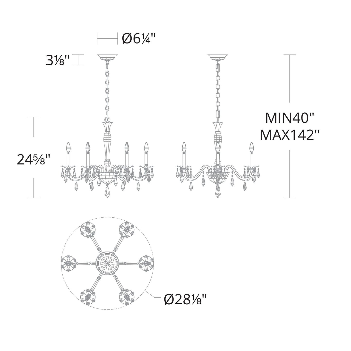 Napoli 24.6"H x 28.1"W 6-Lt Crystal Chandelier in Hrlm Gold