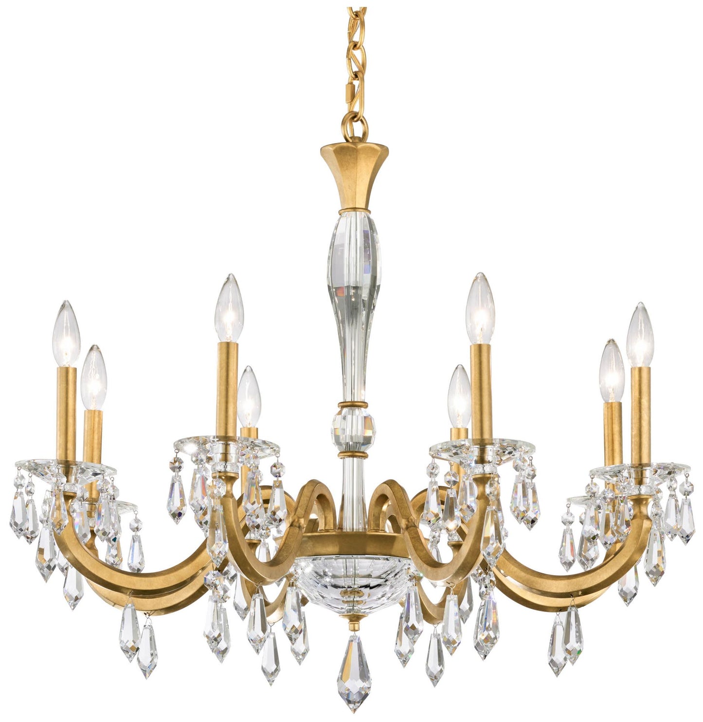 Napoli 27.4"H x 32.6"W 8-Lt Crystal Chandelier in Hrlm Gold