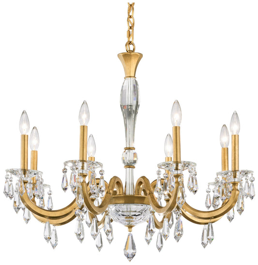 Napoli 27.4"H x 32.6"W 8-Lt Crystal Chandelier in Hrlm Gold