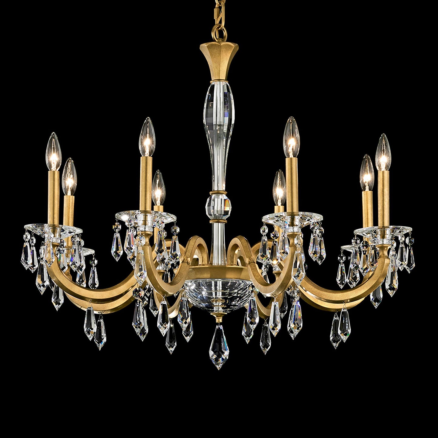 Napoli 27.4"H x 32.6"W 8-Lt Crystal Chandelier in Hrlm Gold