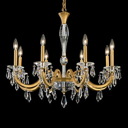 Napoli 27.4"H x 32.6"W 8-Lt Crystal Chandelier in Hrlm Gold