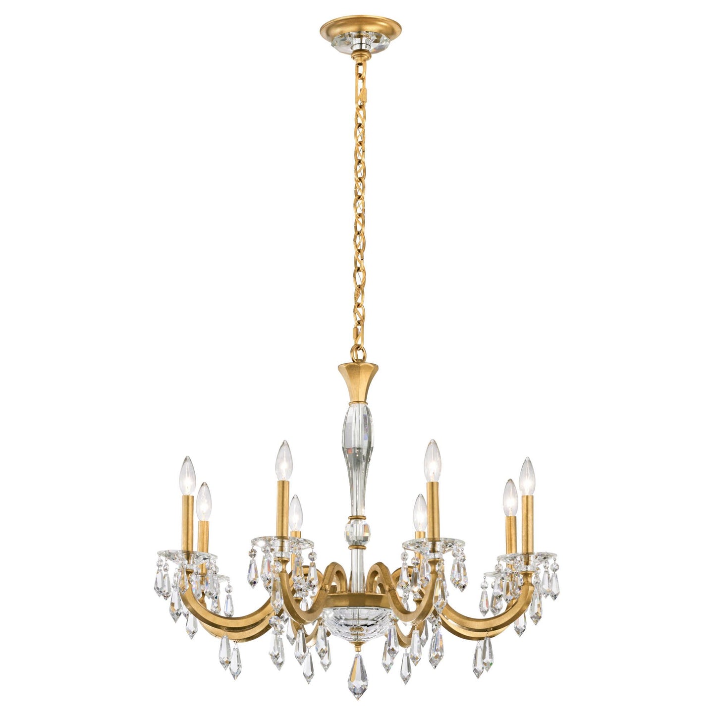 Napoli 27.4"H x 32.6"W 8-Lt Crystal Chandelier in Hrlm Gold