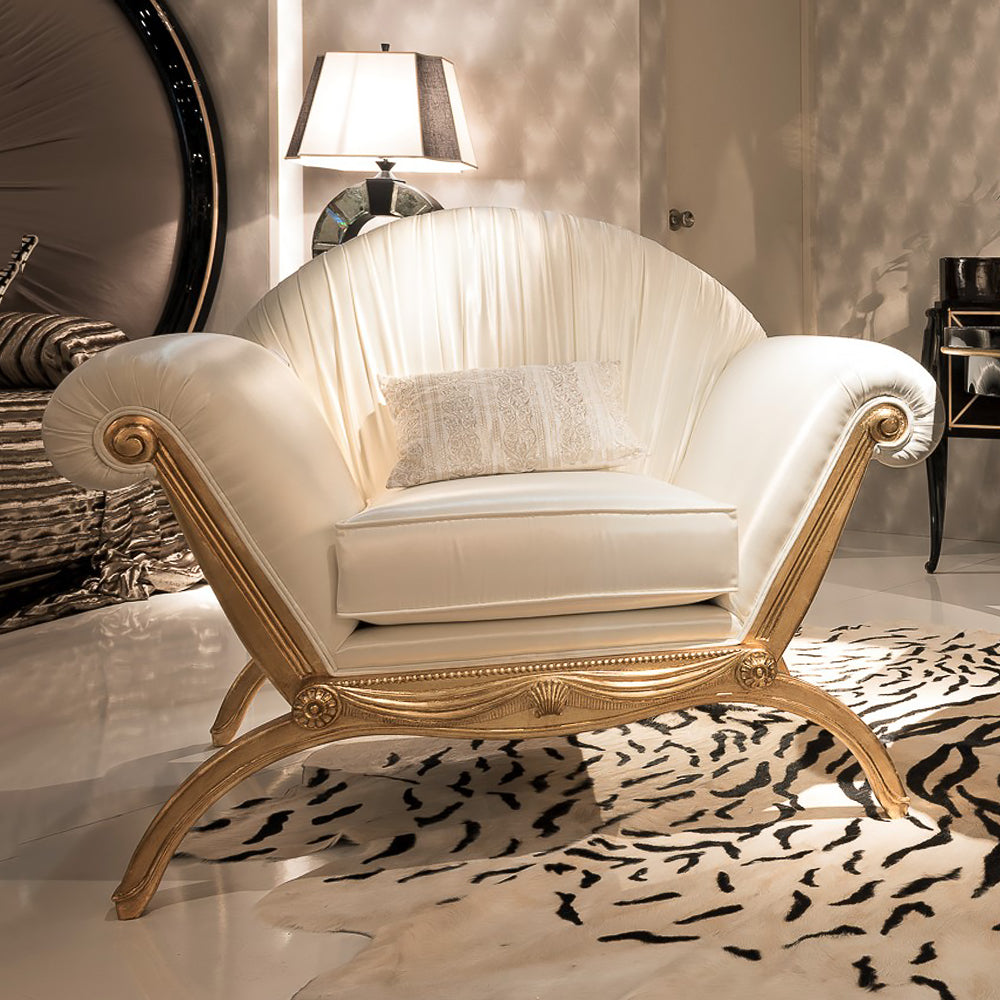 Neoclassical Gold Leaf Armchair