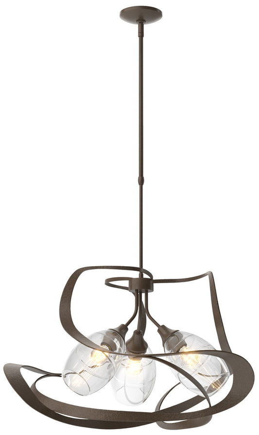 Nest 30.6" Wide Bronze Pendant With Clear Glass Shade