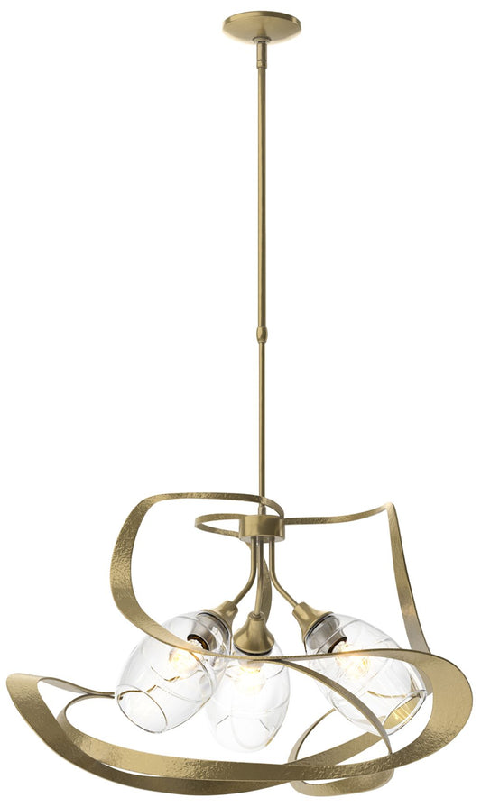 Nest 30.6" Wide Modern Brass Pendant With Clear Glass Shade