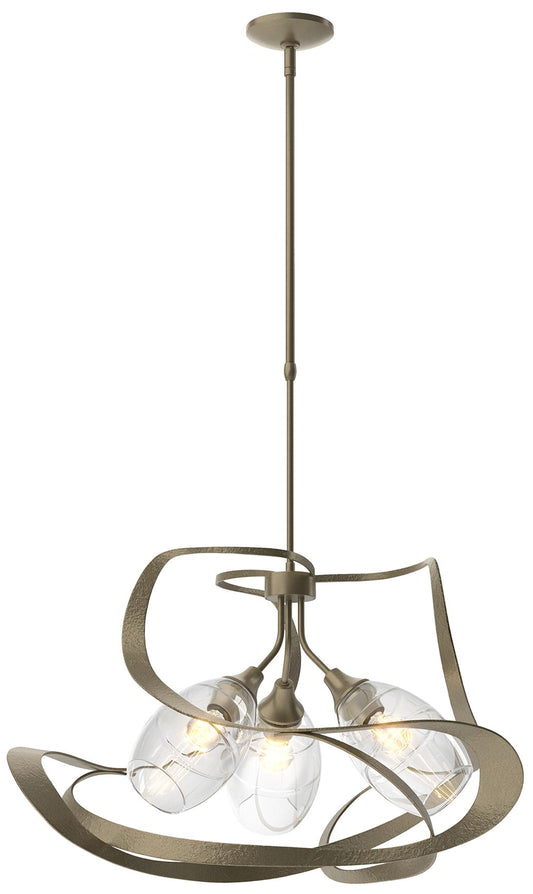 Nest 30.6" Wide Soft Gold Pendant With Clear Glass Shade