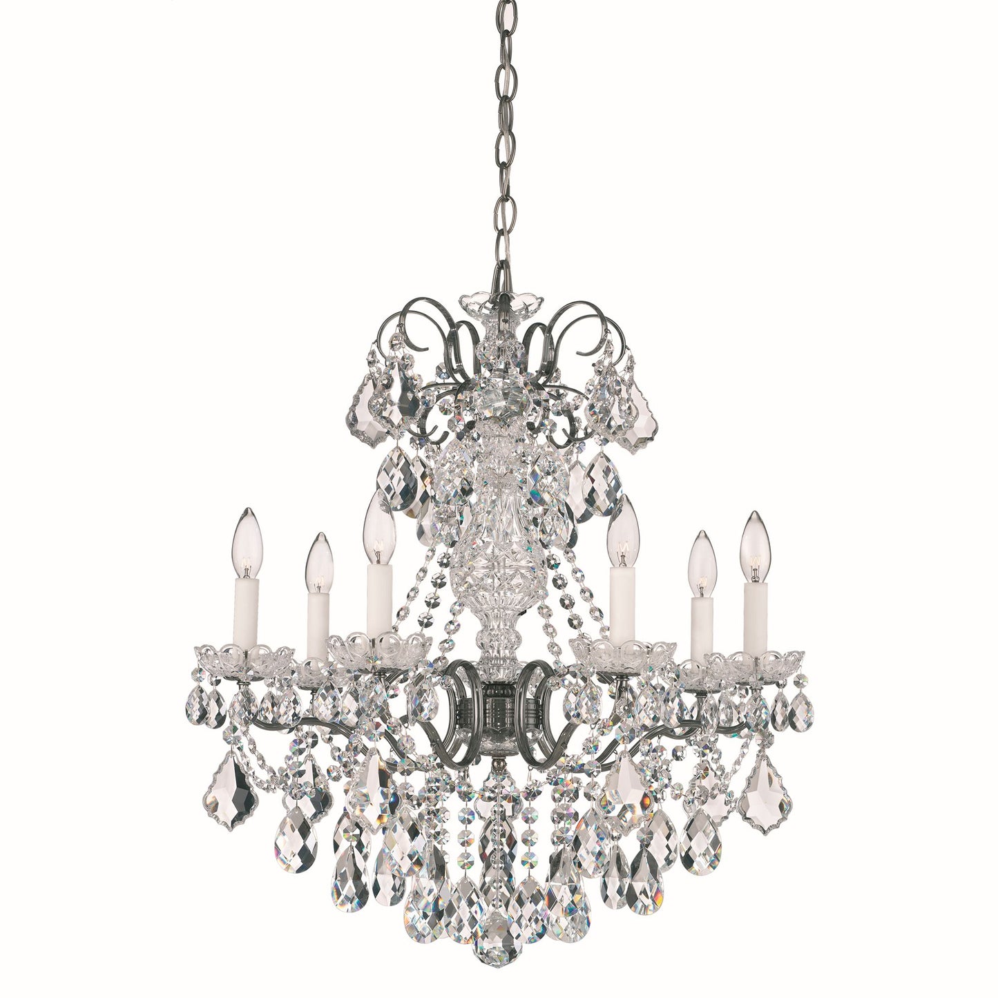 New Orleans 27"H x 24"W 7-Light Crystal Chandelier in Black Pearl