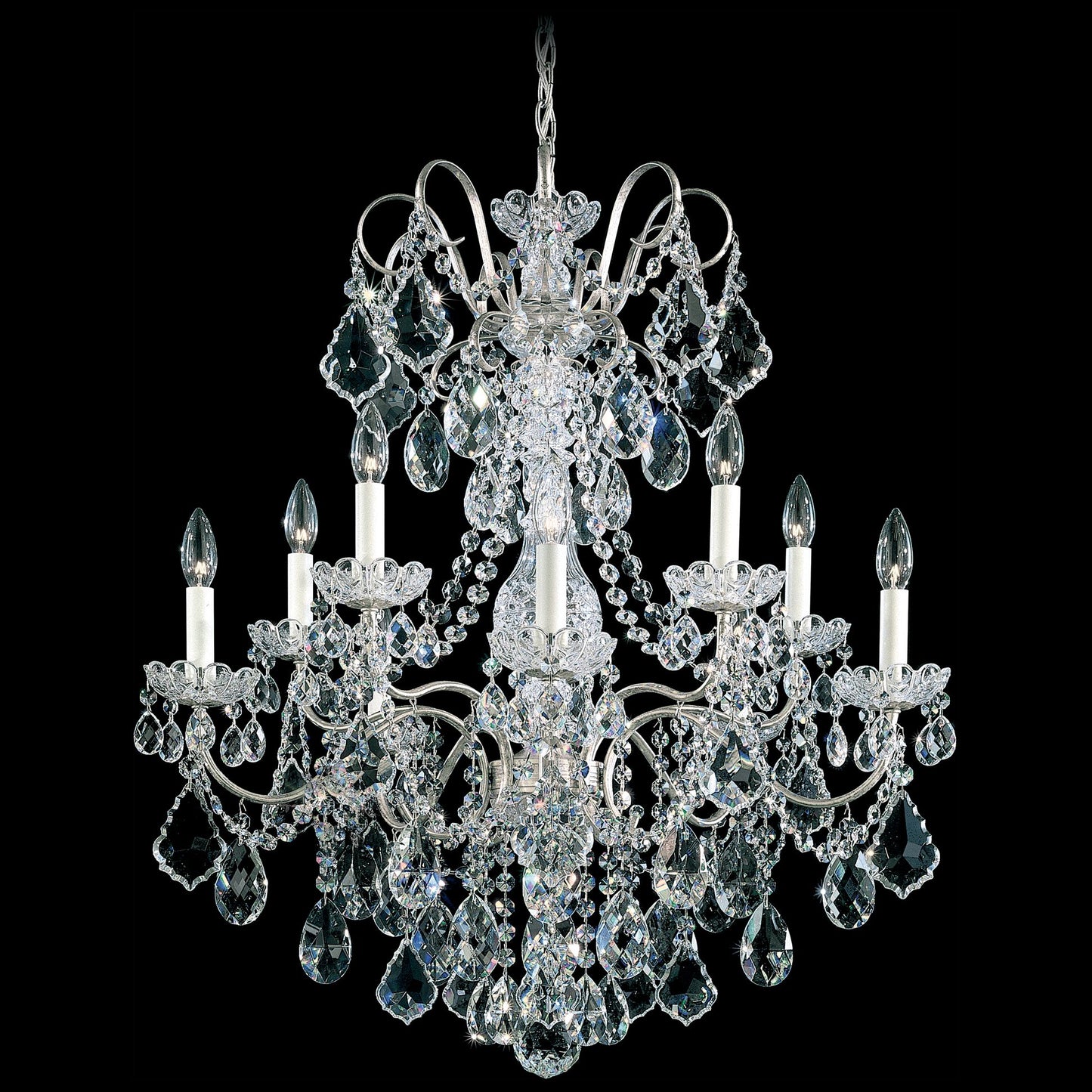 New Orleans 31"H x 28"W 10-Light Crystal Chandelier in Antique Si