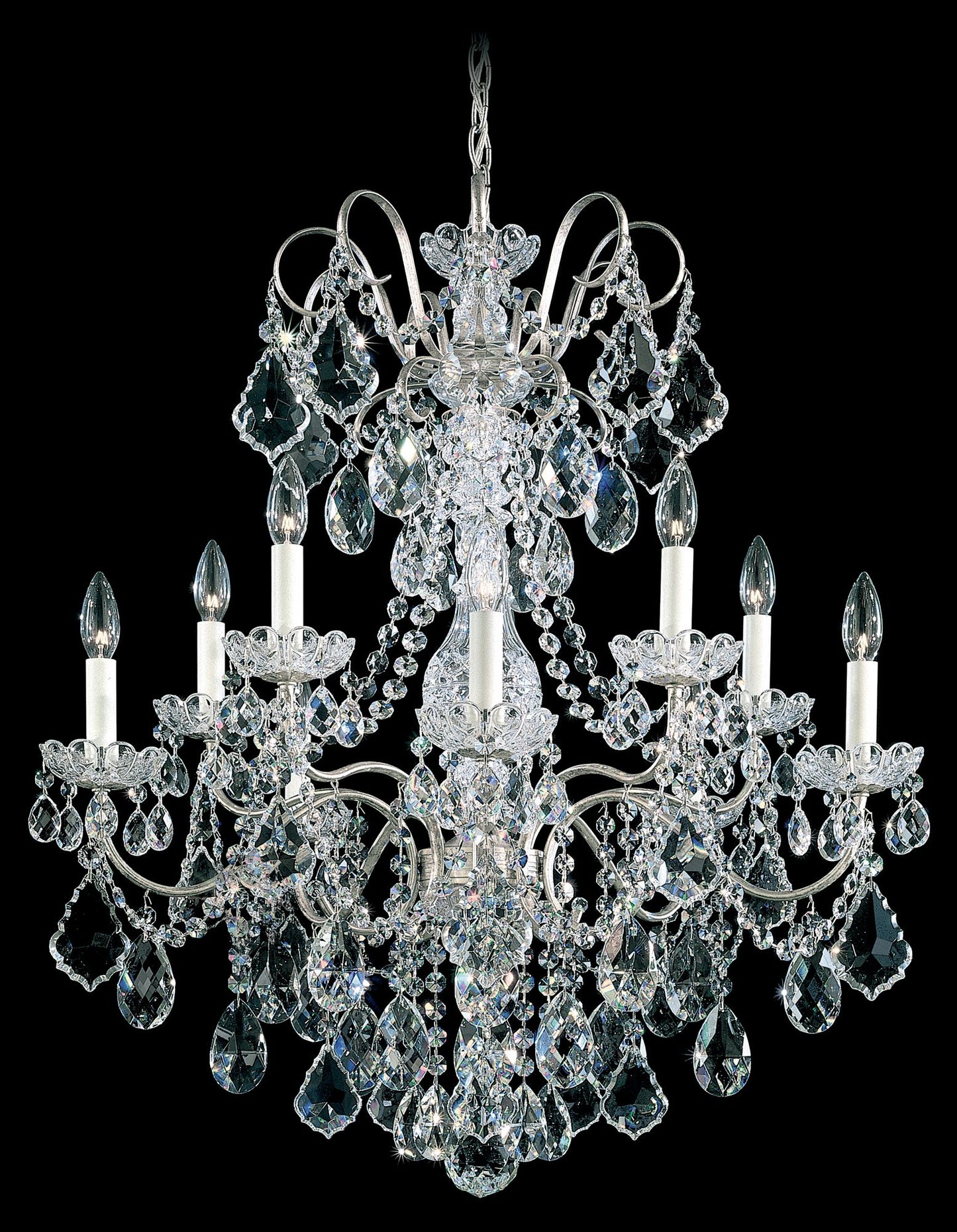 New Orleans 31"H x 28"W 10-Light Crystal Chandelier in Antique Si