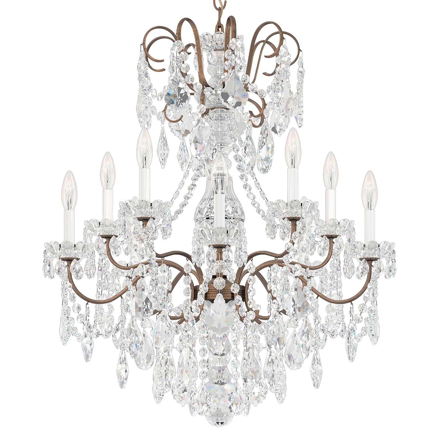 New Orleans 31"H x 28"W 10-Light Crystal Chandelier in Etruscan G