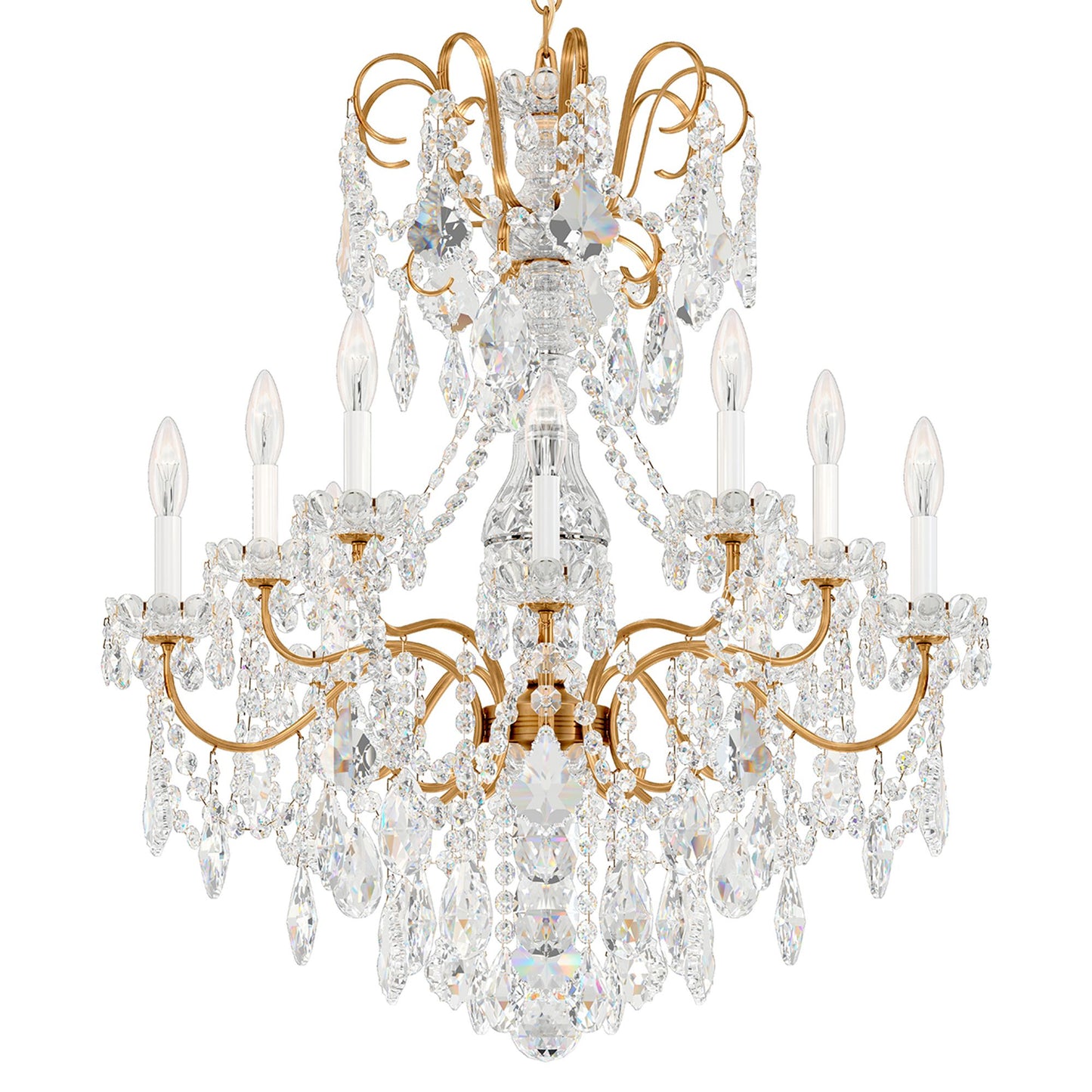 New Orleans 31"H x 28"W 10-Light Crystal Chandelier in Heirloom G