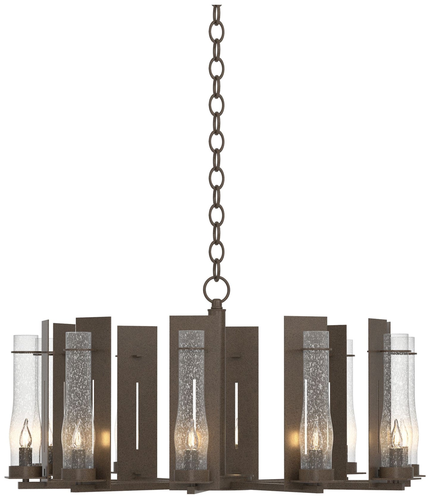 New Town 30" Wide 10 Arm Bronze Chandelier With Seeded Clear Glass