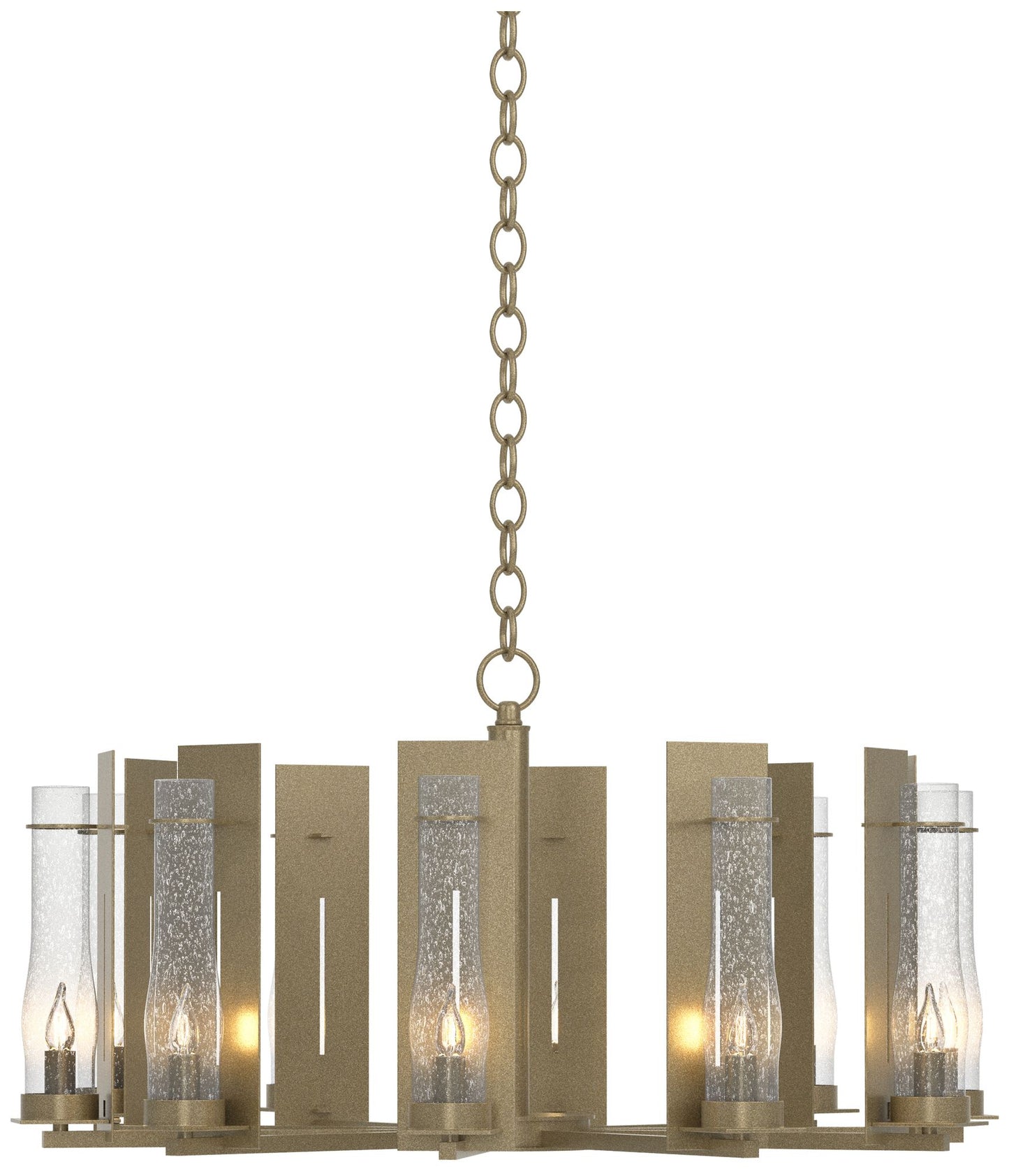 New Town 30" Wide 10 Arm Soft Gold Chandelier With Seeded Clear Glass