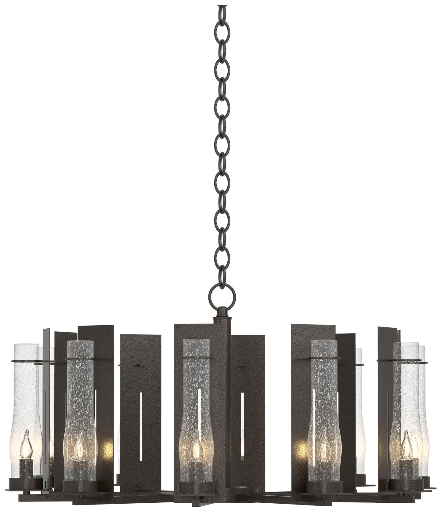 New Town 30"W 10 Arm Oil Rubbed Bronze Chandelier With Seeded Clear Gl