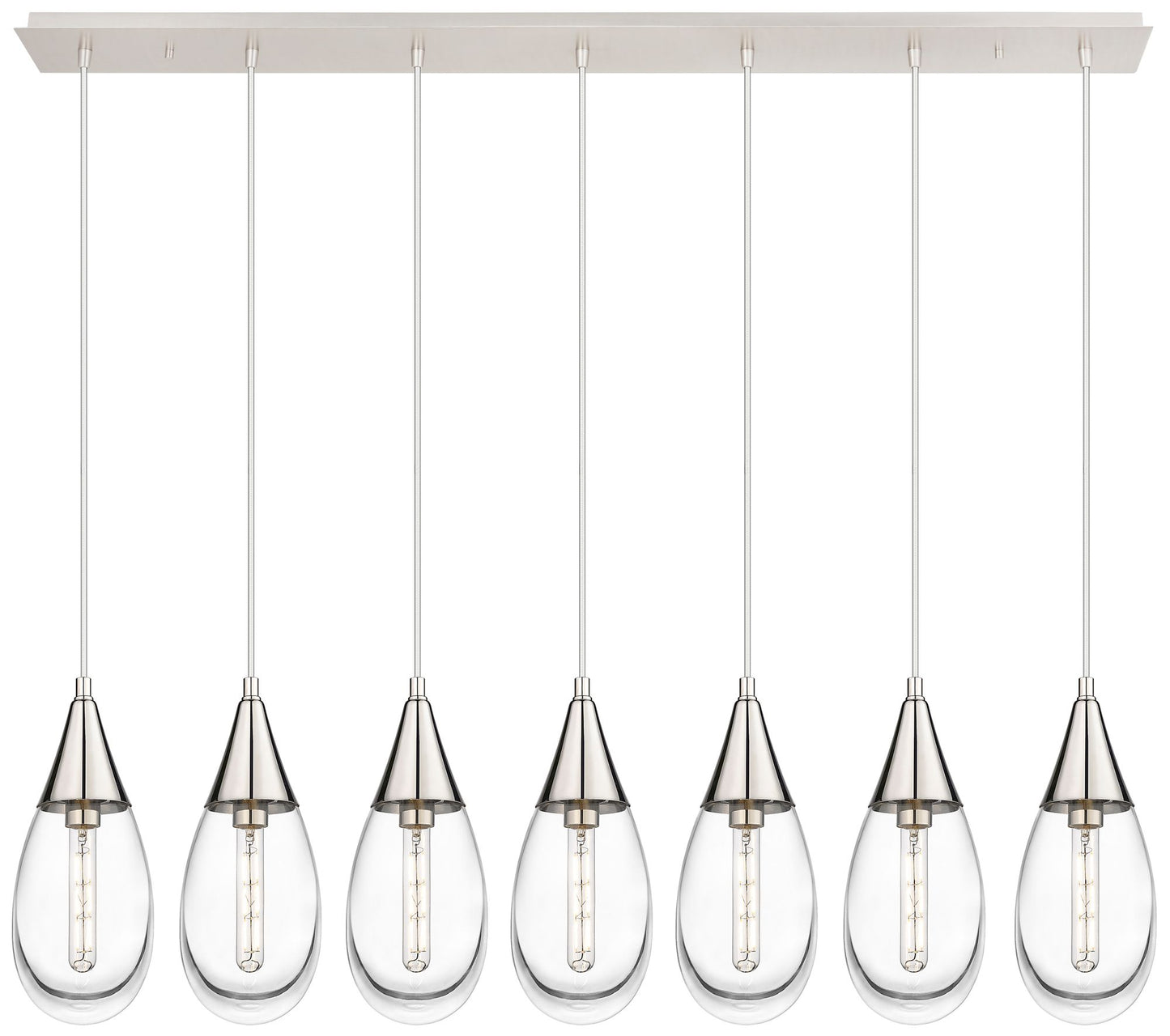 Newton Bell 51.75" Wide 7 Light Brushed Brass Linear Pendant w/ Seedy