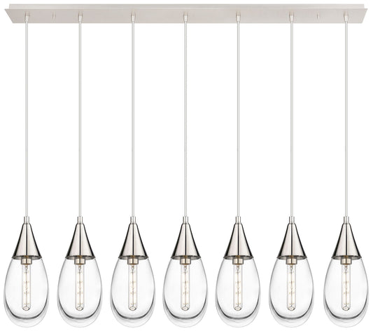 Newton Bell 51.75" Wide 7 Light Brushed Brass Linear Pendant w/ Seedy