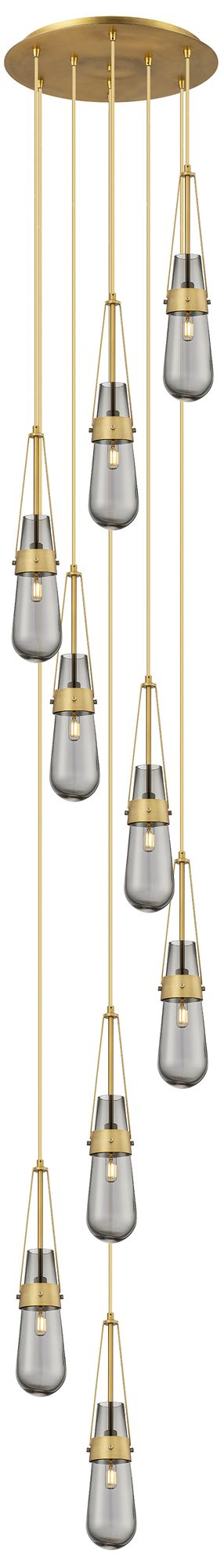 Newton Cone 27.25"W 12 Light Brushed Nickel Multi Pendant w/ Clear Sha