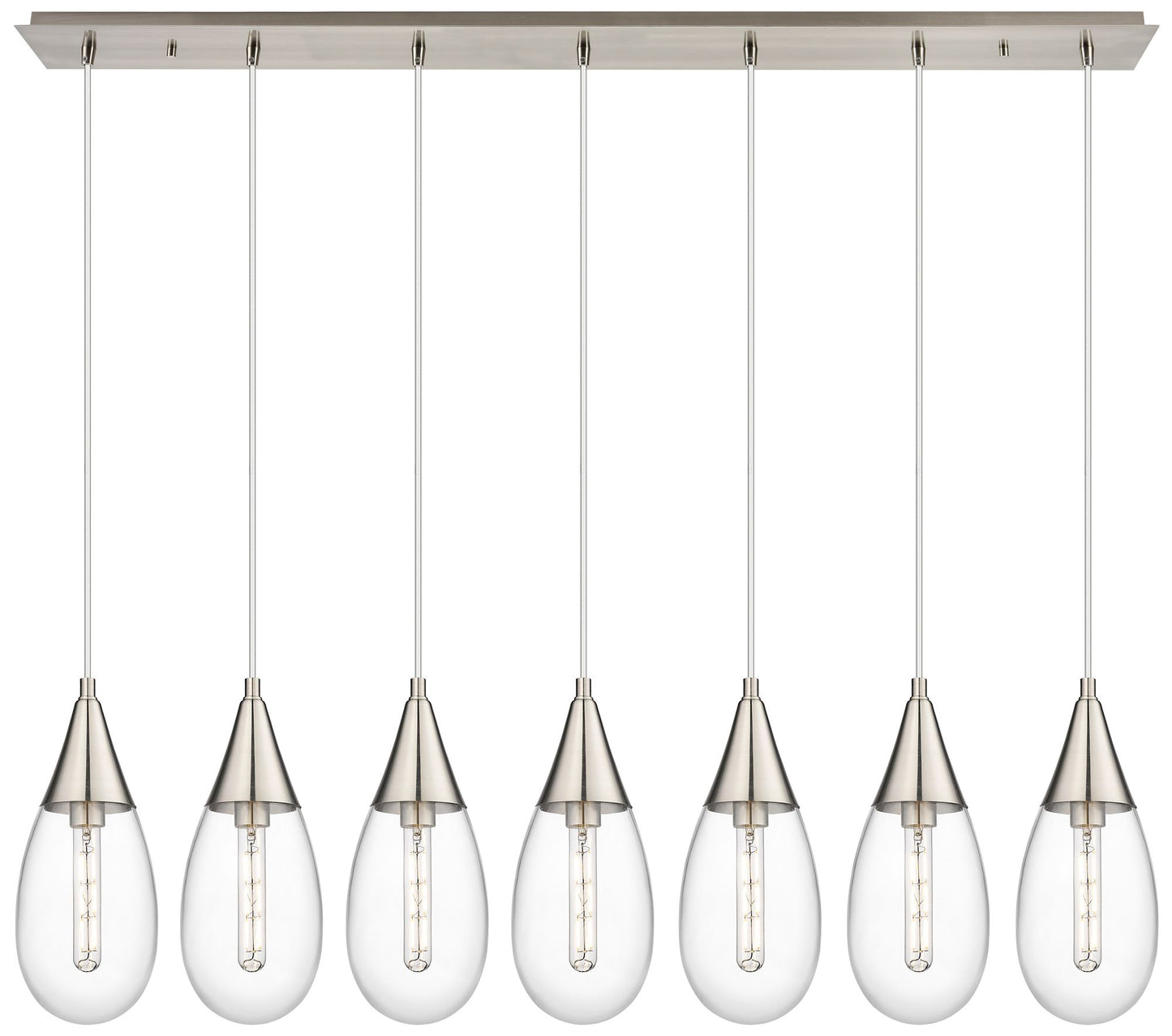 Newton Cone 51.75" Wide 7 Light Matte Black Linear Pendant With Clear