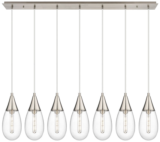 Newton Cone 51.75" Wide 7 Light Matte Black Linear Pendant With Clear