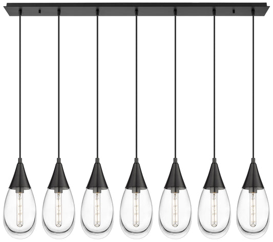 Newton Cone 51.75" Wide 7 Light Matte Black Linear Pendant With White