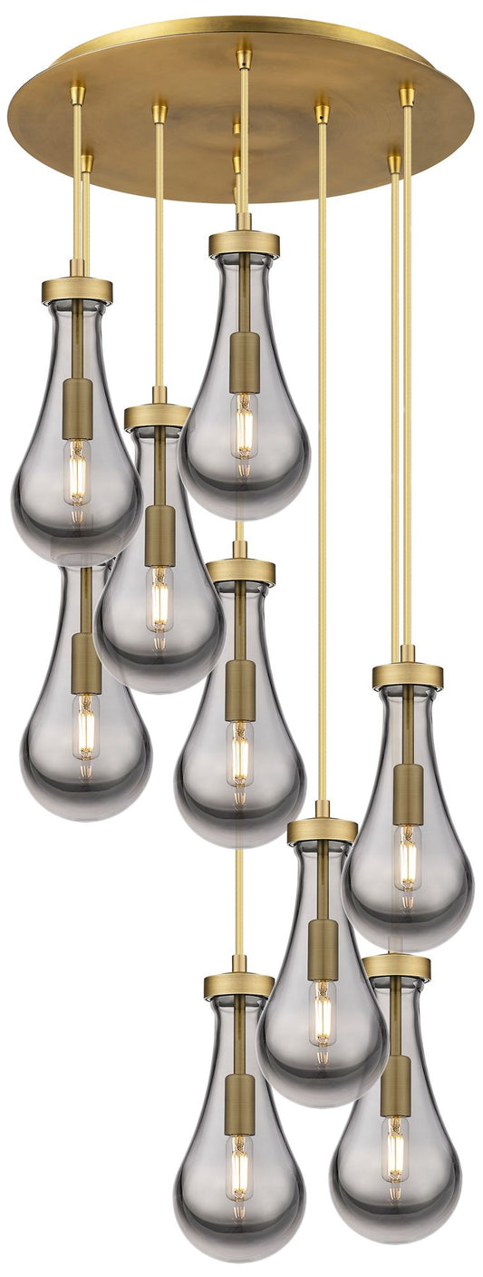 Newton Sphere 27.25"W 12 Light Brushed Nickel Multi Pendant w/ Seedy S