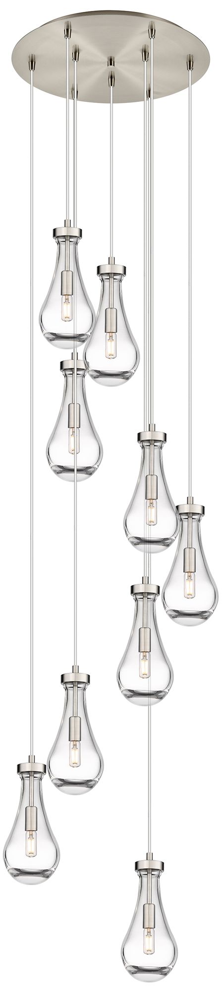 Newton Sphere 27.25"W 12 Light Brushed Nickel Multi Pendant w/ White S